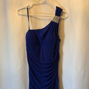 Blondie Nites Royal Blue One-Shoulder Dress prom